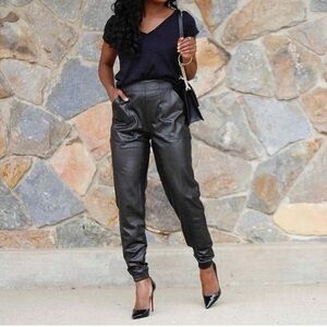 Gabrielle Union New York & Company Black Faux Leather Joggers-NWT
